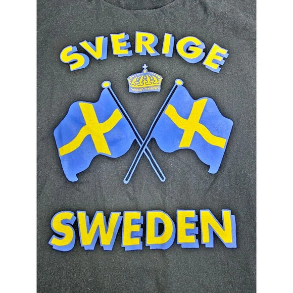 No Problem Sportswear Size XL Men's Black Sverige Sweden Short Sleeve Cotton Tee - Picture 7 of 10